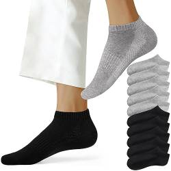 NUOZA Sneaker Socken Damen 39-42 Socken Herren 10 Paar Kurze Halbsocken Baumwollesocken,201-Schwarz Grau von NUOZA