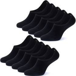 NUOZA Sneaker Socken Damen Herren 10 Paar Füßlinge Footies Unsichtbare Kurze No Show Socken-A100,Schwarz,43-46 von NUOZA