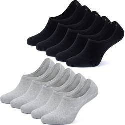 NUOZA Sneaker Socken Damen Herren 10 Paar Füßlinge Footies Unsichtbare Kurze No Show Socken-A100,Schwarz Grau,35-38 von NUOZA
