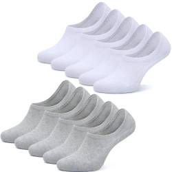 NUOZA Sneaker Socken Damen Herren 10 Paar Füßlinge Footies Unsichtbare Kurze No Show Socken-A100,Weiß Grau,39-42 von NUOZA