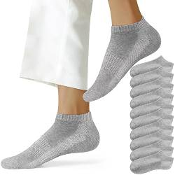 NUOZA Sneaker Socken Damen Herren 10 Paar Sportsocken Kurze Halbsocken Baumwolle Atmungsaktive,201-Grau,47-50 von NUOZA