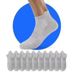 NUOZA Sneaker Socken Herren 39-42 Damen Kurz Snickers Halbsocken Sportsocken Kurzsocken Tennissocken Baumwolle Running Grau 10 Paar von NUOZA