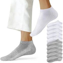 NUOZA Sneaker Socken Herren 43-46 Damen Socken Kurz Sneakersocken Söcklinge Baumwolle 10 Paar,201-Weiß Grau von NUOZA