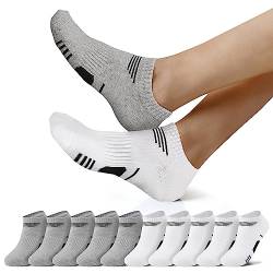 NUOZA Sneaker Socken Herren Damen 39-42 Sportsocken Kurze Laufsocken Wandersocken Running Socks Unisex Halbsocken 10 Paar Weiß Grau von NUOZA