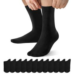 NUOZA Socken Herren 12 paar Sportsocken Baumwolle Business Socken Lange Atmungsaktive Socks Schwarz_4750 von NUOZA