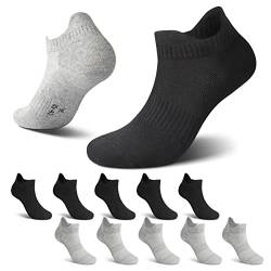 NUOZA Socken Herren 43-46 Sneaker Socken Damen 10 Paar Kurze Halbsocken Baumwolle Knöchelsocken Unisex,209-Schwarz Grau von NUOZA