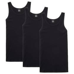 NUOZA Unterhemd Herren Tank Top 3er Pack Feinripp Muskelshirts Baumwolle alle Größen und Farben-Schwarz,3XL von NUOZA