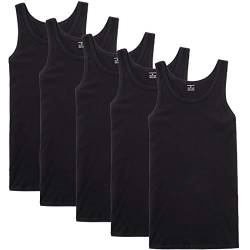 NUOZA Unterhemd Herren Tank Top 5er Pack Feinripp Muskelshirts Baumwolle alle Größen und Farben-Schwarz,XXL von NUOZA