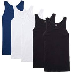 NUOZA Unterhemd Herren Tank Top 5er Pack Feinripp Muskelshirts Baumwolle alle Größen und Farben-Schwarz Weiß Blau,3XL von NUOZA