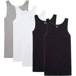 NUOZA Unterhemd Herren Tank Top 5er Pack Feinripp Muskelshirts Baumwolle alle Größen und Farben-Schwarz Weiß Grau,3XL von NUOZA