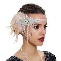 NURCIX 1920er Jahre Flapper Gatsby Party Kostüm Zubehör Stirnband Für Frauen Vintage Strass Kopfschmuck Make-up PartyWear Stirnband Fransen Haar Zubehör von NURCIX