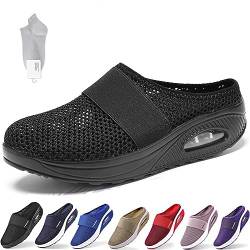 NURCIX Diabetiker Schuhe Mesh Atmungsaktiv Gartenschuhe rutschfest Strand Hausschuhe Air Cushion Verstellbare Schuhe Mit Luftkissen Lässige Slip, Für Damen Geschwollene Füße (Color : J, Size : 40 EU) von NURCIX