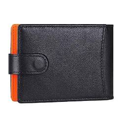 NURCIX Herren Kurze Geldbörse mit Kreditkartenfach Pull Out PU Slim Wallets Bifold Karten Fall Geldklammer Bifold Wallet, Schwarz / Orange von NURCIX