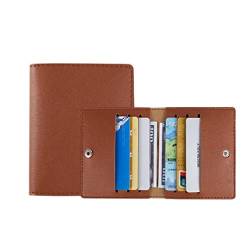 NURCIX Slim ID-Card Holder Multi-Slot Card Case Pocket Wallet Fashion PU Purse Bank Credit Card Organizer with Buckle Slim Card Case, braun von NURCIX
