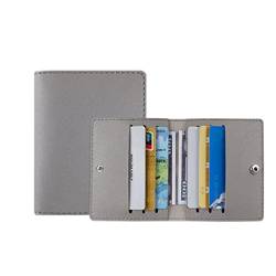 NURCIX Slim ID-Card Holder Multi-Slot Card Case Pocket Wallet Fashion PU Purse Bank Credit Card Organizer with Buckle Slim Card Case, grau von NURCIX