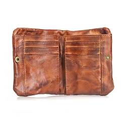 NURCIX Vintage Multi-Card Soft Bag Top Layer Rindsleder Geldbörse mit Reißverschluss Bifold Geldbörsen Multi-Karte Weiche Tasche für den täglichen Gebrauch Brieftasche, braun von NURCIX
