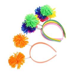 NUSITOU 12st Stirnband Aus Garnknäuel Pompon-bopper Flauschiger Kugel-kopfschmuck Kopfbedeckung Für Das Lametta Pom Pom Stirnband Stirnband Bommel Haarband Pop Polyester Antenne von NUSITOU