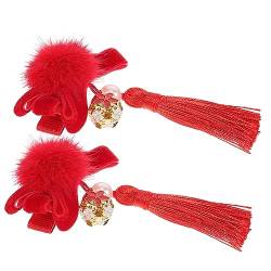 NUSITOU 2St Haarschmuck mit Schleife Haarspangen für Frauen Haarspangen mit pelzigen Kugeln hair accessories for hochzeitshaar schmuck Haarnadel Haarklammer dekorative Haarspangen von NUSITOU