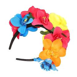 NUSITOU Halloween-stirnband Tag Der Toten Kopfschmuck Rosa Stirnband Tag Der Toten Blumenkopfbedeckung Haarband Karneval Halloween Festival Halloween- Polyester Bilden Kopftaste von NUSITOU