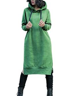 NUTEXROL Damen eindickung lange fleece-sweatshirt string hoodie kleid pullover plus size Grün XXX-Large von NUTEXROL
