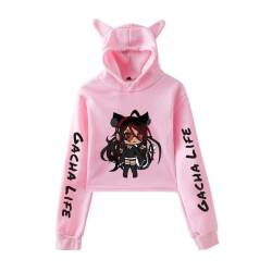 Gacha Life Cartoon Muster Sweatshirt Frauen Cropped Hoodie Frühling Herbst Mädchen Casual Fashion Pullover Classic XXS - 2XL (Pink,S) von NUTSIE