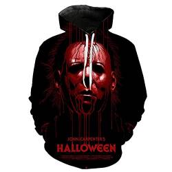 NUTSIE Hoodie Halloween Horror Graphic Sweatshirt Michael Myers 3D Langarm Herren Damen Casual Plus Size Pullover Loose Fashion Coat (G,L) von NUTSIE