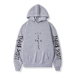 NUTSIE Hoodie Travis Scott Hip Hop Lässiges Sweatshirt Frühling Herbst Sweatshirt Plus Größe Männer und Frauen XS - 4XL (Grey,L) von NUTSIE