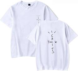 NUTSIE Travis Scott Kurzarm Hip Hop Rap Rundhals T-Shirt, Mode Lässig Lose Sweatshirt Herren Damen Schwarz Top Oversize (White,S) von NUTSIE