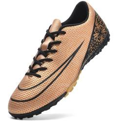 NUTTOPL Fußballschuhe Herren Anti-Rutsch-Spikes Kunstrasen Fussballschuhe Kinder Jungen Outdoor-Training Fußballschuhe Professionelle Turf Fußballschuhe Gold 47 EU von NUTTOPL