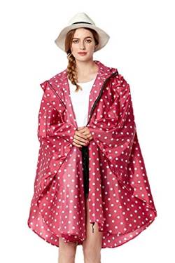 NUUR Damen Regenponcho Regenmantel Unisex Regenjacke Wasserdicht Regencape Wiederverwendbar mit Kapuze Rosa von NUUR