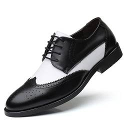 NUURO Schwarz Anzugschuhe Herren Business Schuhe Klassischer Schnürschuhe Derby Oxford Hochzeit Brogue Schuhe,Weiß,41 EU von NUURO