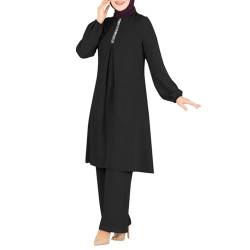 NUUROO Abaya Muslim Damen Muslimische Kleider Gebetskleidung für Frauen Jilbab Kleid Langarm Top Lang Hose 2 Teiler Corban Outfit Set Ramadan Naher Osten Arabisch Islamische Kleidung Dubai Türkisches von NUUROO