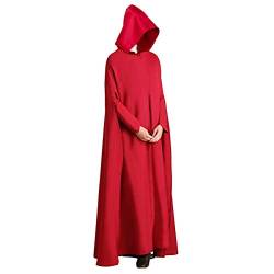 NUWIND roter Märchen-Umhang für Damen, handgefertigt, für Halloween, Cosplay, mit Kapuze Gr. X-Large, Roter Umhang von NUWIND