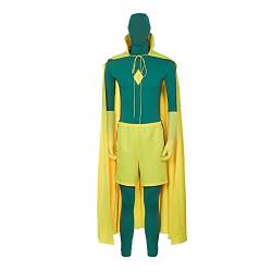 Nuwid Vision Kostüm Cosplay Overall grün Cape gelb Männer Superhero Zubehör Komplettset Outfit für Karneval Halloween Kostüm Party Erwachsene Gr. X-Large, Gelb + Grün. von NUWIND