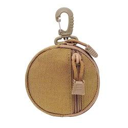 NUZAMAS Münzbörse EDC Beutel mit Haken Runde Mini Schlüssel Brieftasche Tasche Taktische Tasche Fall für Outdoor Jagd Camping Wandern Khaki von NUZAMAS