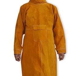 NUZAMAS Schweißen Schürze Anti-Flamme Rindleder langer Mantel Schutzkleidung Bekleidung Anzug Schweißer dauerhaft Leder extra Schutz 102cm von NUZAMAS