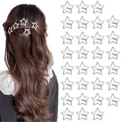 30 Stück Stern Haarspangen,Pentagramm Kopfschmuck,Y2k-Stil Haarnadeln,Nette Silberner Stern Haarspangen,Ausgehöhlte Sterne-Haarnadel für Kinder, Mädchen Und Frauen von NVUGFJ
