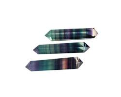 NWPNLXEA Natürliche Regenbogen-Fluorit-Quarzkristall-Edelstein-Charm-Perlen for die Schmuckherstellung Raumdekoration (Color : Rainbow Fluorite Eight Cone, Size : 6-7cm) von NWPNLXEA