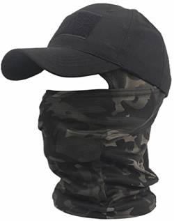 NXDRS Militär Taktische Mütze Camouflage Gesichtsmaske Bandana Sturmhaube Kapuze Kopfschutz Baseball für Taktik Radfahren Ski Jagd, Cp Black, Einheitsgröße von NXDRS