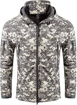 NXDRS Militärische taktische Jacke für Herren, Softshelljacke, Jagdmantel, mit Kapuze, Skijacken, Fleece-Wintermantel (ACU,M) von NXDRS