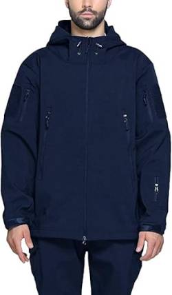 NXDRS Militärische taktische Jacke für Herren, Softshelljacke, Jagdmantel, mit Kapuze, Skijacken, Fleece-Wintermantel (Blue,M) von NXDRS