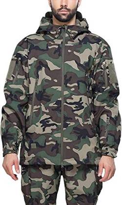 NXDRS Militärische taktische Jacke für Herren, Softshelljacke, Jagdmantel, mit Kapuze, Skijacken, Fleece-Wintermantel (CLMC,XL) von NXDRS