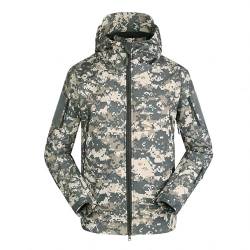 NXDRS Militärische taktische Jacke für Herren, Softshelljacke, Jagdmantel, mit Kapuze, Skijacken, Fleece-Wintermantel (German Camo,2XL) von NXDRS