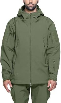 NXDRS Militärische taktische Jacke für Herren, Softshelljacke, Jagdmantel, mit Kapuze, Skijacken, Fleece-Wintermantel (Ruin Green,5XL) von NXDRS