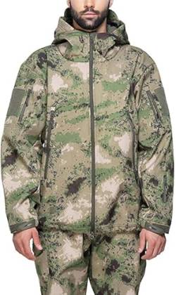 NXDRS Militärische taktische Jacke für Herren, Softshelljacke, Jagdmantel, mit Kapuze, Skijacken, Fleece-Wintermantel (Ruin Green,XL) von NXDRS