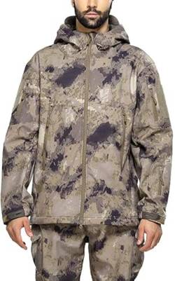 NXDRS Militärische taktische Jacke für Herren, Softshelljacke, Jagdmantel, mit Kapuze, Skijacken, Fleece-Wintermantel (Ruin Yellow,2XL) von NXDRS