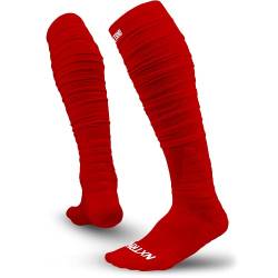 Nxtrnd XTD Scrunch Fußballsocken, extra lange gepolsterte Sportsocken für Herren & Jungen, Rot/Ausflug, einfarbig (Getaway Solids), Medium von NXT NXTRND