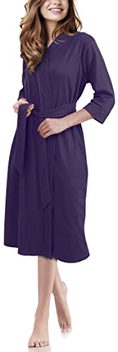 NY Threads Luxuriöser, leichter Damen-Bademantel/Frauen Morgenmantel aus weichem Poly-Baumwollstrick (X-Large, Königlich Violett) von NY Threads