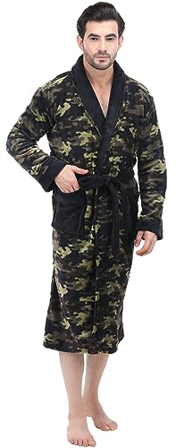 NY Threads Luxuriöser Herren-Bademantel mit Schalkragen aus Fleece, Camouflage, Large-X-Large von NY Threads