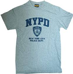 NYC FACTORY NYPD T-Shirt, kurzärmelig, Marineblau, Logo, Grau Gr. L, grau von NYC FACTORY